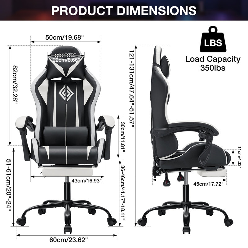 Fauteuil inclinable ergonomique Hoffree, Blanc/Noir