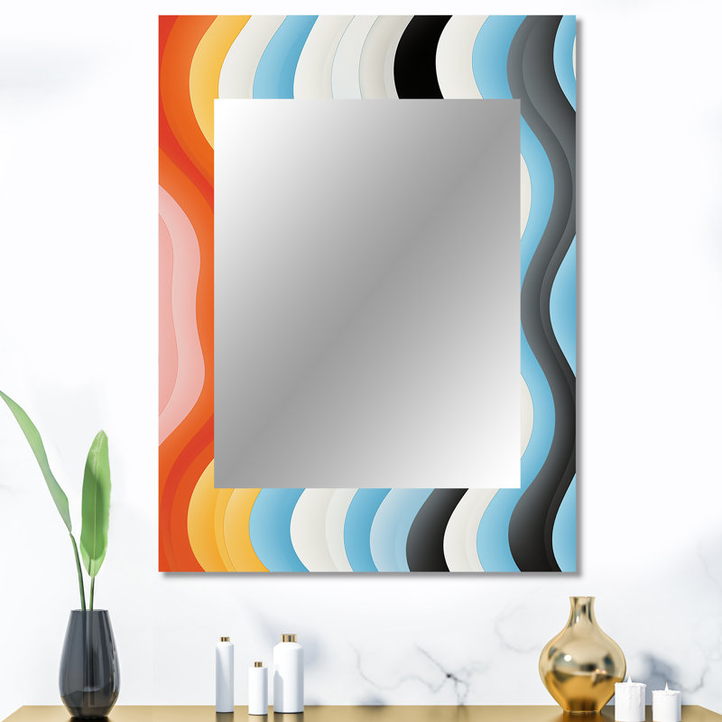 Opt Opt Line Delirum I - grand miroir mural Op Art, 40 po x 30 po