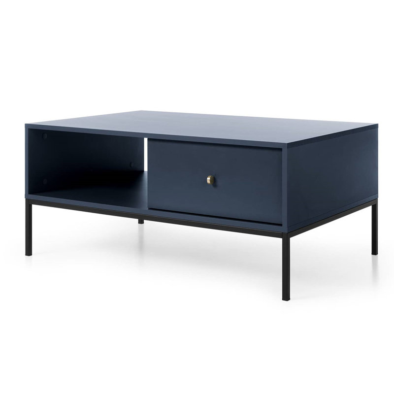 Lomanto Four Leg Coffee Table with Storage, Navy Blue