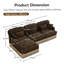 Canapé modulaire en chenille de 100 pouces en forme de L avec imprimé léopard, repose-pieds mobile, support ergonomique, siège profond et assemblage sans outil.-530573676-530573679
