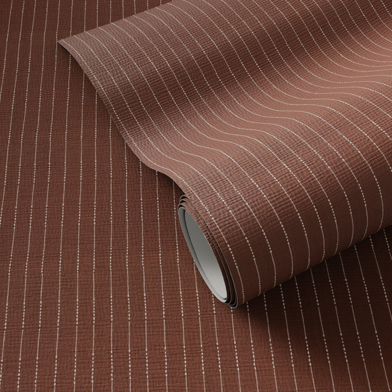 Dobby Striped Grass Cloth Wallpaper, H 132" x W 52", Dobby Stripe Rust