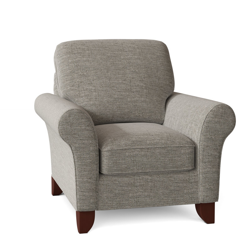 Almada Upholstered Armchair, Townhouse 41 Grey, Pecan, No