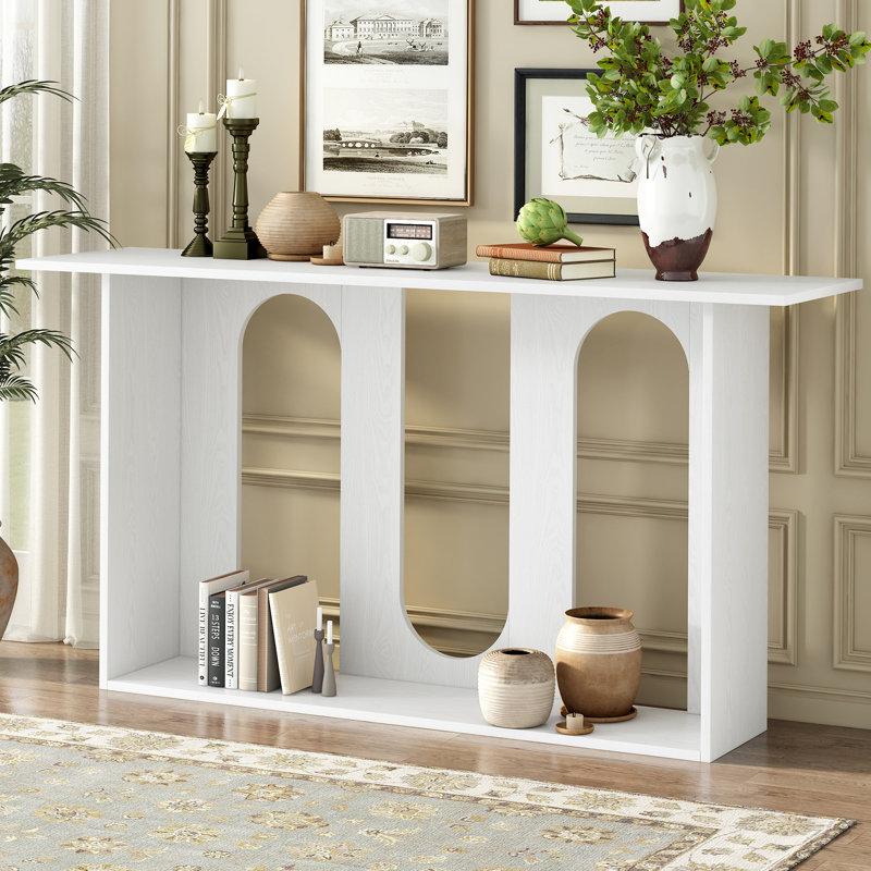 Console moderne avec placage en frêne, White