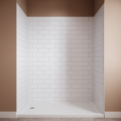 Ensemble de douche en alcôve à col de cygne blanc 3 pièces L 36 po x l 60 po x H 76 po Streamline DSH-1820-205