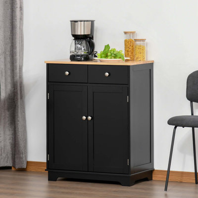 Modern Kitchen Sideboard With Solid Wood Countertop, Roomy Storage And Practical Workspace For Versatile Use