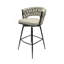 Ensemble de tabourets de bar 28 po en lin tissé 28 po, tabourets à pieds noirs sans îlot de cuisine réglable, 360 tabourets de bar pivotants, tabouret de bar avec repose-pieds et dossier (gris)-833161046