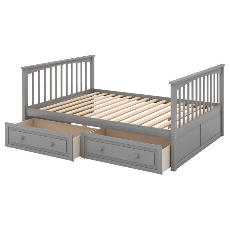 Lit superposé avec tiroirs, lit superposé en bois convertible pour enfants, lits peu encombrants, Gris, Lit double