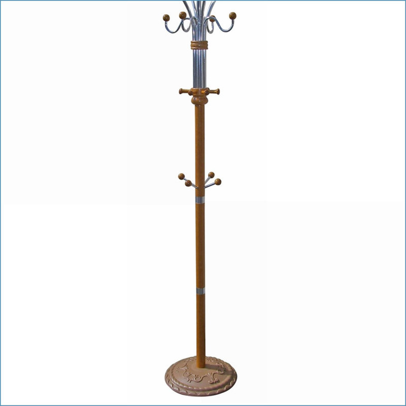 Coat Racks 73” Tall Chrome &amp; Wood Oak Finish | Oak | Wood