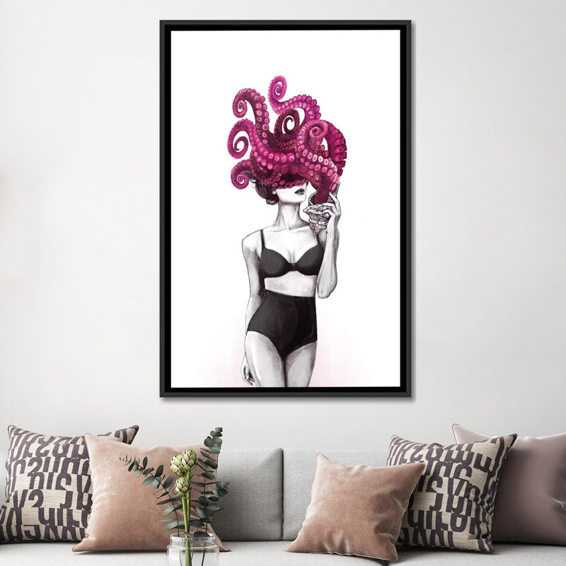 «Ocean» par Laura Graves, impression sur toile tendue, H 48 po x l 32 po x P 1,5 po, Toile avec cadre noir, Pas de tapis