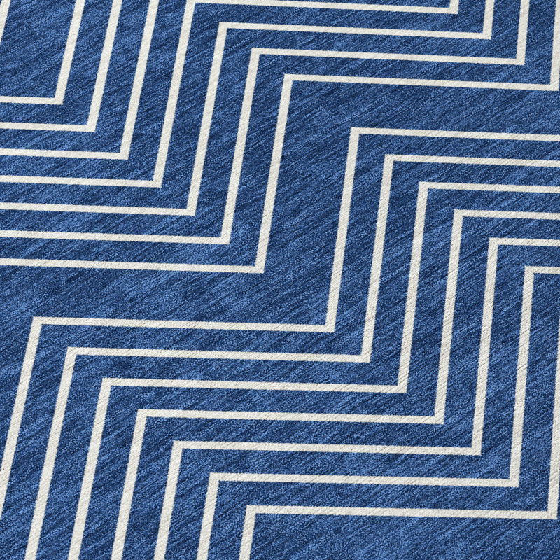 Machine Washable Indoor/Outdoor Kerwin ACN2390 Geometric Rug, Rectangle 10' x 14'