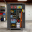 Armoire de rangement pour outils en métal de 73 po de hauteur, avec un grand espace de rangement pour le garage, l'entrepôt, le jardin, le bureau, le salon, la salle de bain et la buanderie (ardoise)