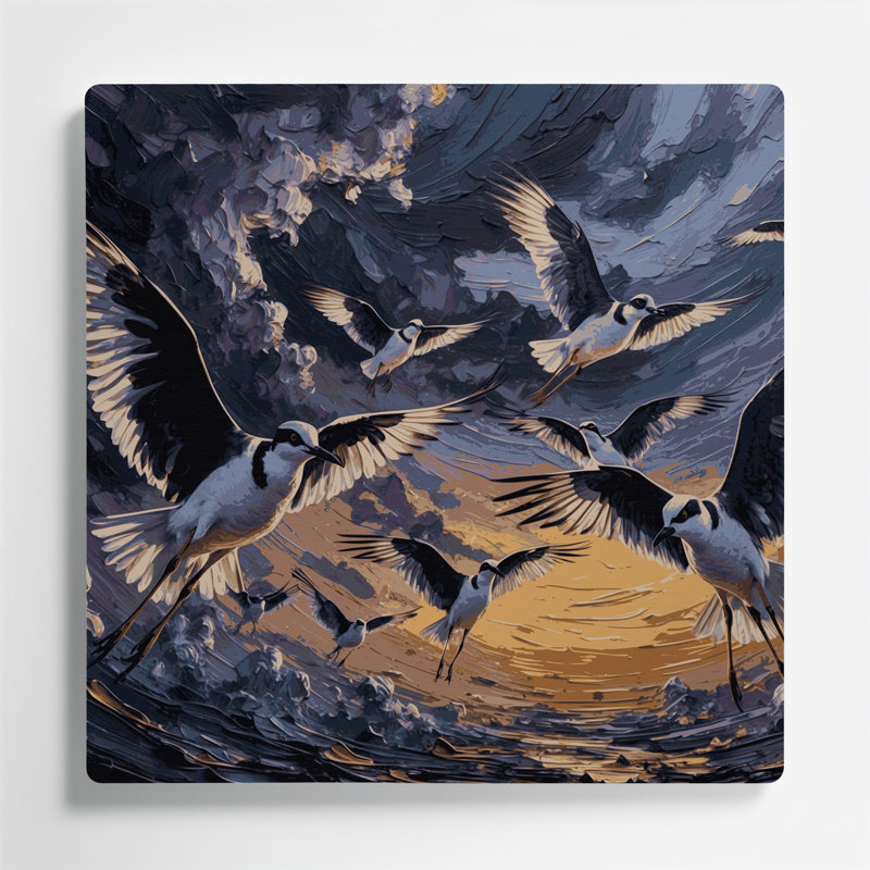 Oiseaux, art mural gris, H 12 po x l 12 po
