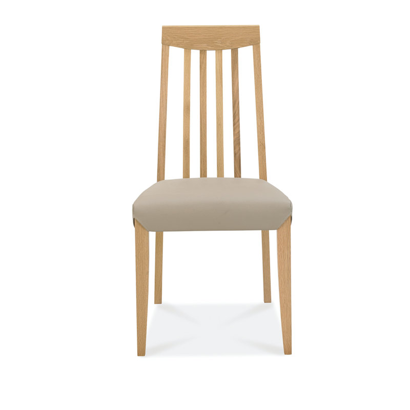 Izzie Upholstered Slat Back Side Chair, Beige, Oak