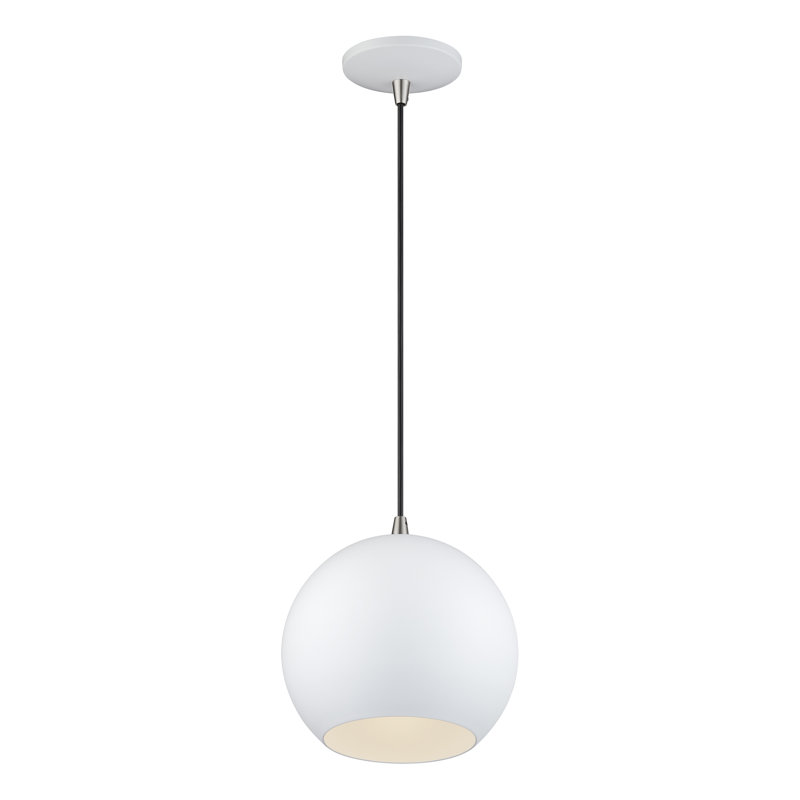 Cavill Led White Globe Pendant, White
