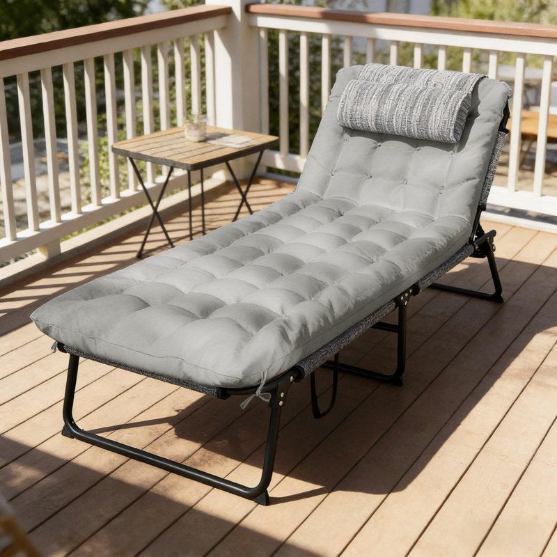 Chaise longue d'extérieur, chaise longue pliante, Gris