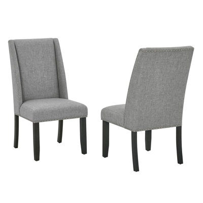 Classic Gray Dining Chairs With Nailhead Trim