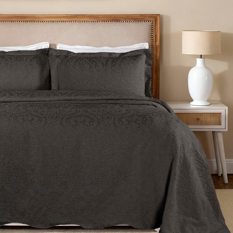 Ensemble de couvre-lit festonné en mélange de coton Blue Nile Mills - coupe surdimensionnée - tissage jacquard