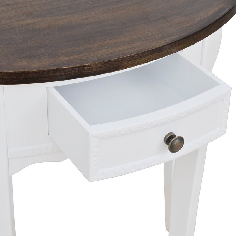 York 80cm Console Table, White/Brown