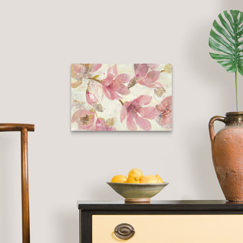 Magnolias en fleurs sur toile blanche, H 18 po x l 12 po x P 1,25 po, Toile tendue