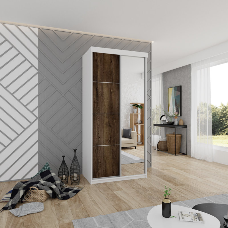Eagleton 2 Door Wardrobe, White/Walnut