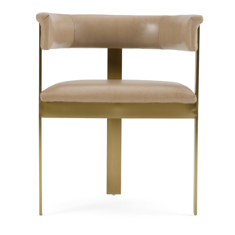 Ferol - Chaise moderne en similicuir, Brown/Gold