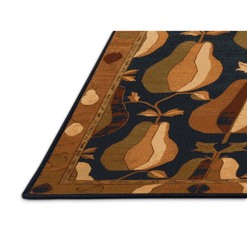  Tapis lavable avec poires et fruits asiatiques, Rectangle 8 pi x 12 pi