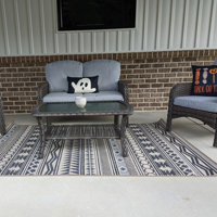 Union Rustic Ragin Cream/Gray/Blue Indoor/Outdoor Rug & Reviews