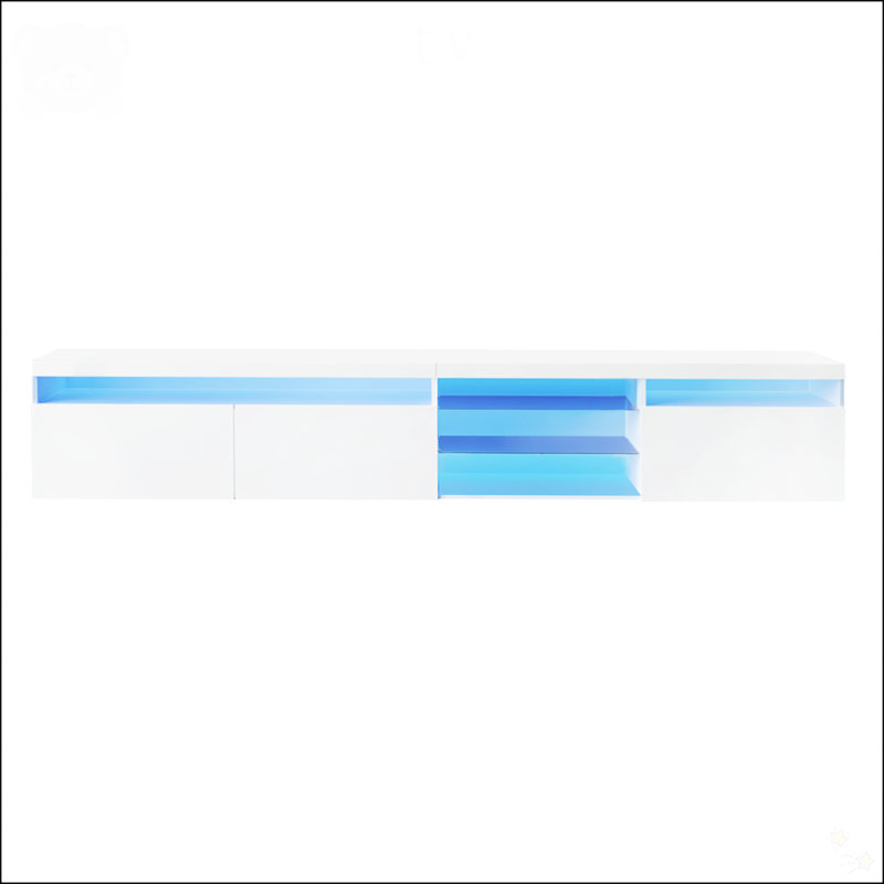 Unique Design TV Stand With 2 Glass Shelves
