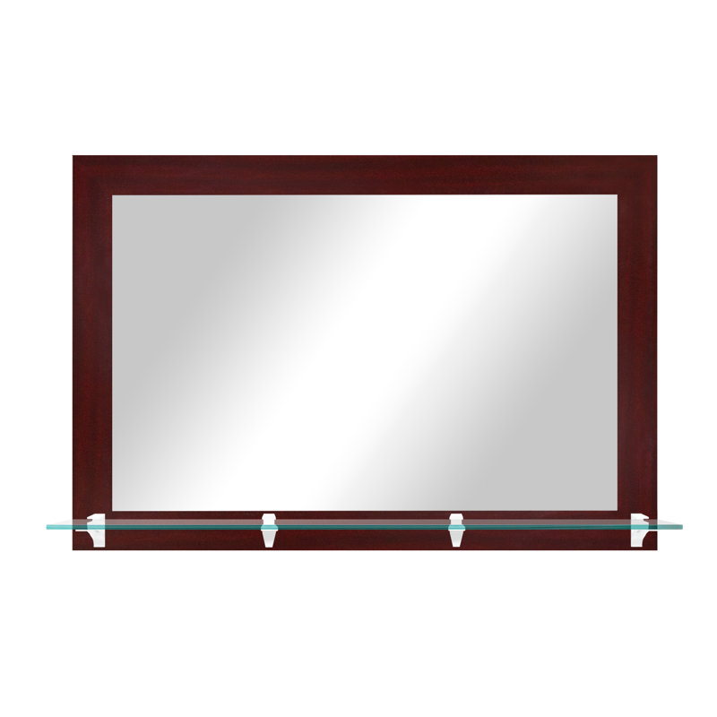 Miroir mural Cynan, 32,5 po x 36 po, Acajou foncé / blanc