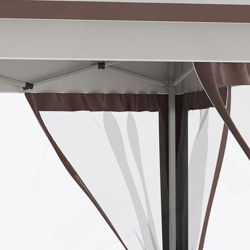 Tente à auvent escamotable de 12 pi x 12 pi avec filet et sac de transport Outsunny, Brun