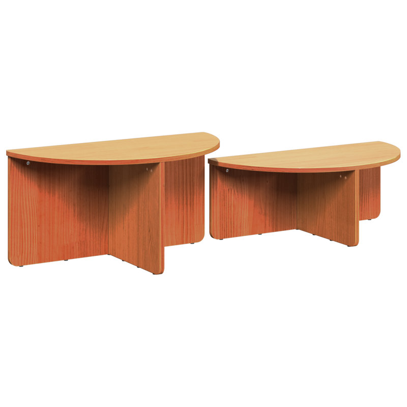 Coffee Table Solid pine wood Living Room Pine Rustic Oval Indoor, Wax Brown
