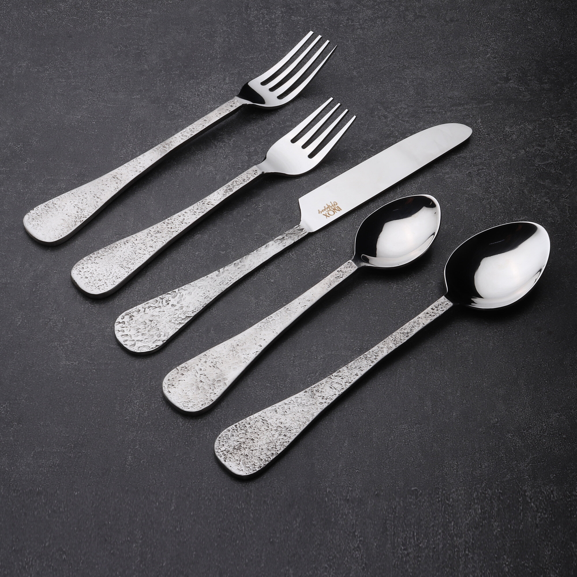 Unique Silverware Set Flatware Exotique Collection Stainless Steel Cutlery  Mirror Polished Kitchen Utensils Tableware Service with Dinner Fork Knife