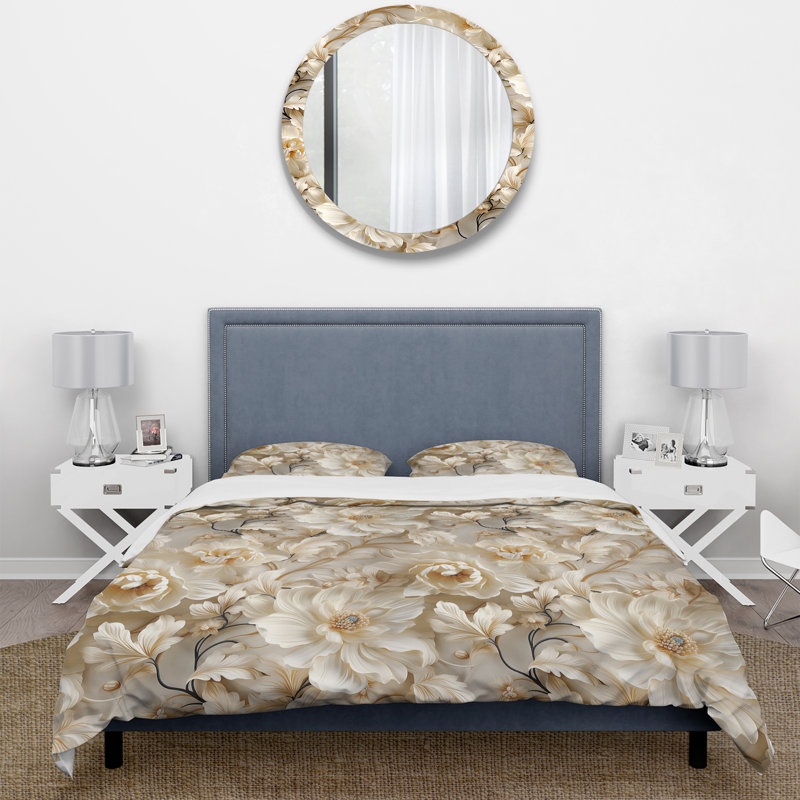 Ensemble de housse de couette Ethereal Rococo Flourish Victorian, Housse de couette simple + 1 taie décorative stan
