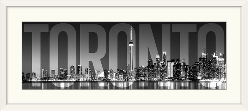 « toronto, transparent overlay », impression, H 20 po x l 44 po x P 1 po, Cadre blanc