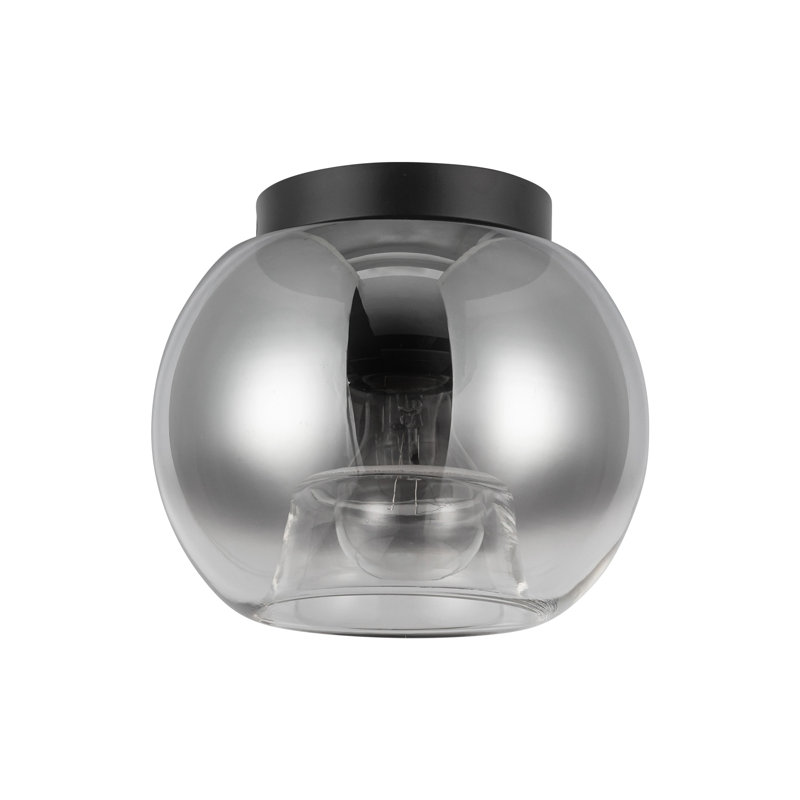 1 - Light Flush Mount, Black, Smoked