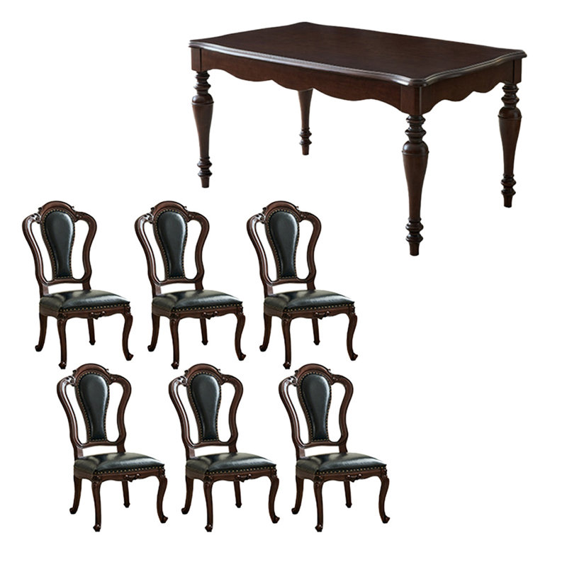 Elegant and durable solid wood table set, Green/Walnut
