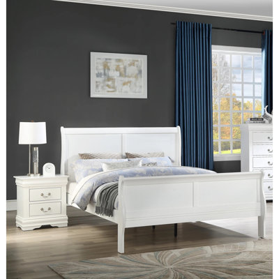 Lit double pour chambre à coucher, bois massif blanc avec chambre à coucher en bois, fabrication anglaise