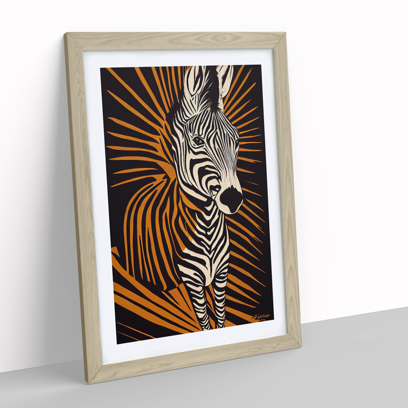 Zebra Explosion Abstract - Single Picture Frame Painting, 64cm H x 46cm W x 2cm D, Oak
