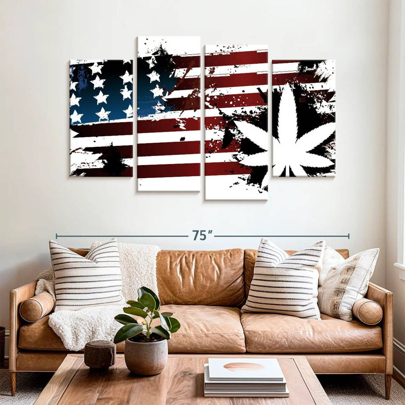Marijuana et drapeau américain, H 42 po x l 68 po