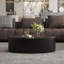 Table basse de rangement ovale cachée 33,46 po - Plateau en verre trempé certifié 3C et cuir noir de qualité supérieure, table basse de rangement moderne pour le salon-1970903743