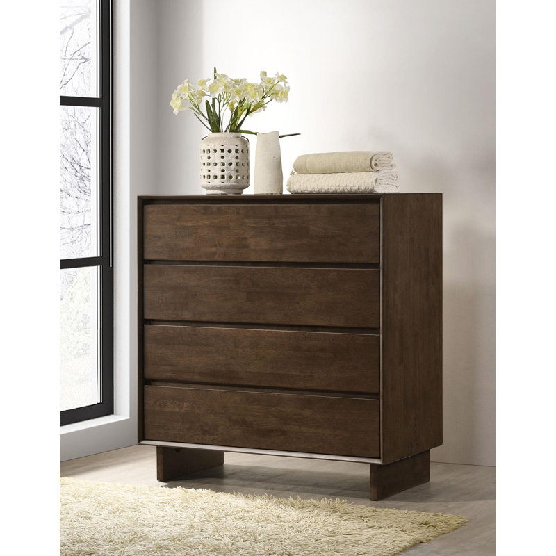 Commode 4 tiroirs brun chaud