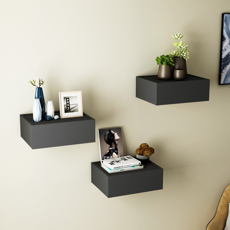 Locelso 100% CHIPBOARD Floating Shelf, Grey