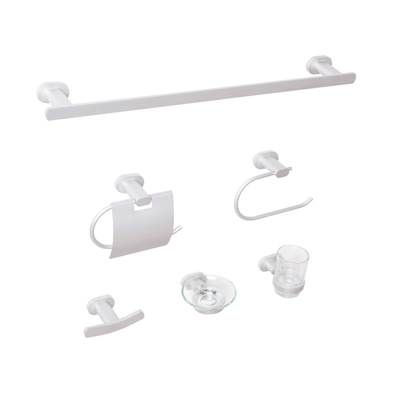 6-Piece Bathroom Hardware Set TOCOPILLA with Towel Bars and Hooks, Silver