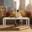 Breeze 86 po Table de salle à manger rectangulaire en métal thermolaqué avec plateau en pierre frittée
