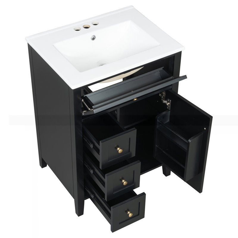 Meuble-lavabo 24 po avec lavabo, Noir
