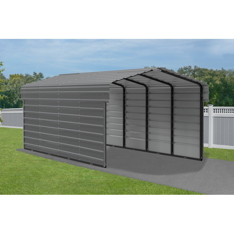 10' x 20' Charcoal Steel Carport Kit with Enclosure