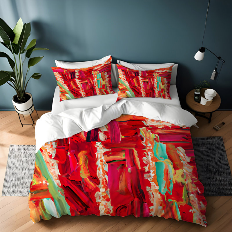 Polyester Abstract Duvet Cover, Queen Duvet Cover + 2 Queen Shams