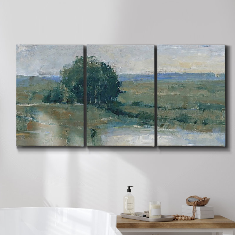 «Neutral Blooms I», pièce sur toile encadrée, H 27 po x l 54 po x P 2 po