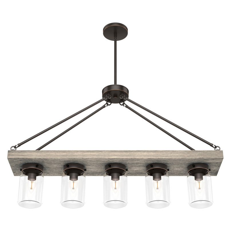 Luminaire suspendu linéaire pour îlot de cuisine 5 lumières Devon Park, Onyx du Bengal