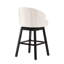 Tabourets de bar pivotants beiges à 360 degrés avec garniture cloutée, point gaufré et siège à boutons pour tabouret à la maison de 2 places, structure en bois d'hévéa